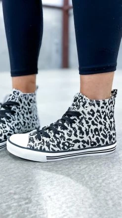 Miami Shoe SHOES Black Leopard Logan High Top Sneakers