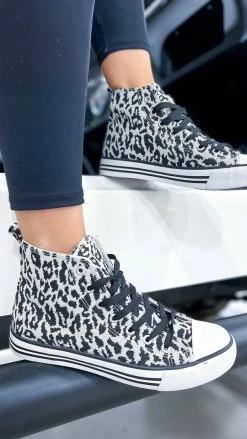 Miami Shoe SHOES Black Leopard Logan High Top Sneakers