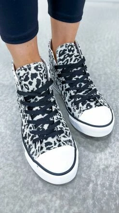 Miami Shoe SHOES Black Leopard Logan High Top Sneakers