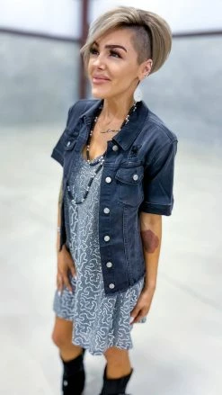 The ZigZag Stripe Black Let's Escape Denim Jacket