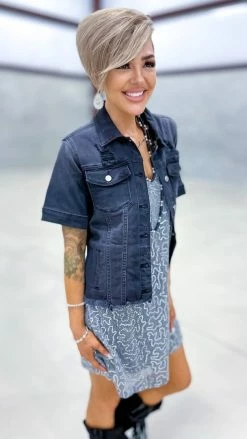 The ZigZag Stripe Black Let's Escape Denim Jacket