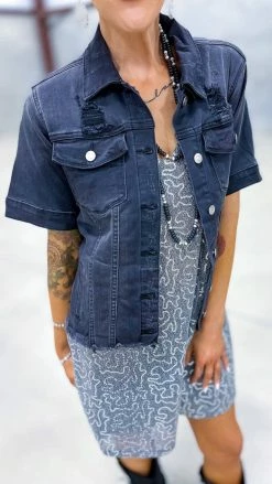 The ZigZag Stripe Black Let's Escape Denim Jacket