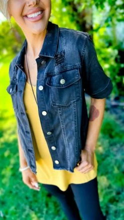 The ZigZag Stripe Black Let's Escape Denim Jacket