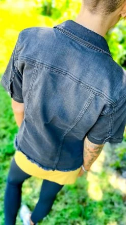 The ZigZag Stripe Black Let's Escape Denim Jacket