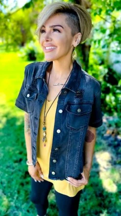 The ZigZag Stripe Black Let's Escape Denim Jacket