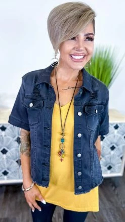 The ZigZag Stripe Black Let's Escape Denim Jacket