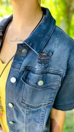 The ZigZag Stripe Black Let's Escape Denim Jacket