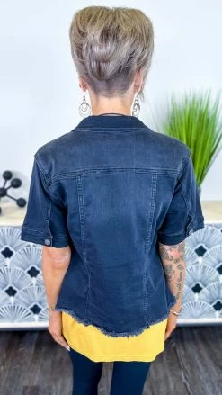 The ZigZag Stripe Black Let's Escape Denim Jacket