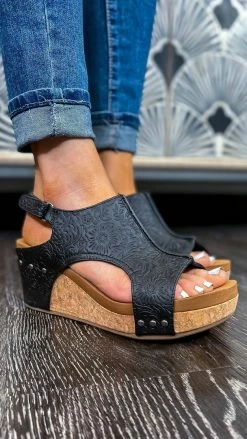 Very G Black Liberty Tooled Wedges
