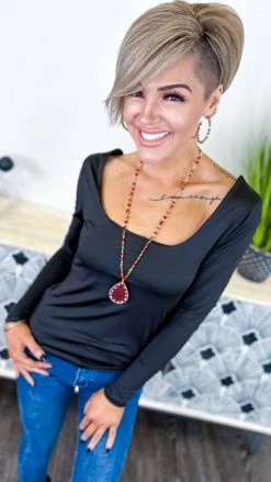 The ZigZag Stripe Black Long Sleeve Brami