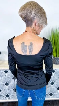 The ZigZag Stripe Black Long Sleeve Brami