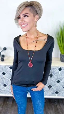 The ZigZag Stripe Black Long Sleeve Brami