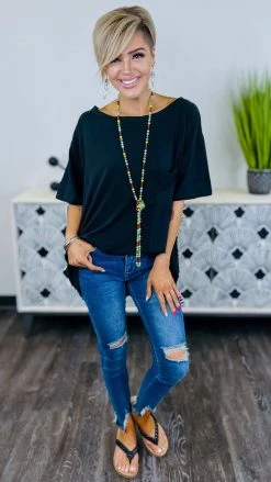 The ZigZag Stripe Black Longing To Lounge Top