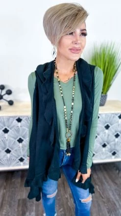 Your Fashion Wholesale Black Me Time Vest OUTERWEAR