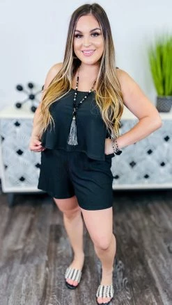 The ZigZag Stripe Black Natural Comfort Romper [NO RETURNS] JUMPSUITS & ROMPERS