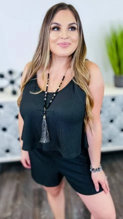 The ZigZag Stripe Black Natural Comfort Romper [NO RETURNS] JUMPSUITS & ROMPERS