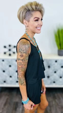 The ZigZag Stripe Black Natural Comfort Romper [NO RETURNS] JUMPSUITS & ROMPERS