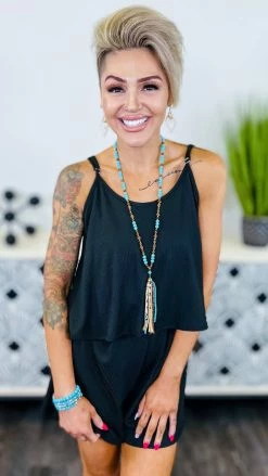 The ZigZag Stripe Black Natural Comfort Romper [NO RETURNS] JUMPSUITS & ROMPERS