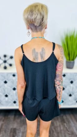 The ZigZag Stripe Black Natural Comfort Romper [NO RETURNS] JUMPSUITS & ROMPERS