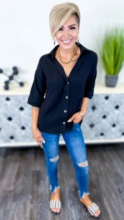 The ZigZag Stripe TOPS & TUNICS Black Needing Space Top