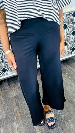 The ZigZag Stripe Black No Joke Gaucho Pants BOTTOMS