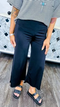 The ZigZag Stripe Black No Joke Gaucho Pants BOTTOMS