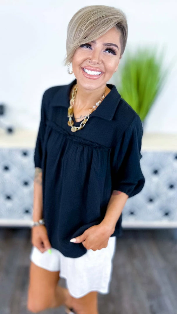 The ZigZag Stripe Black Noteworthy Style Top TOPS & TUNICS