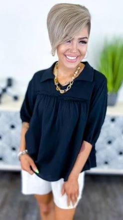 The ZigZag Stripe Black Noteworthy Style Top TOPS & TUNICS