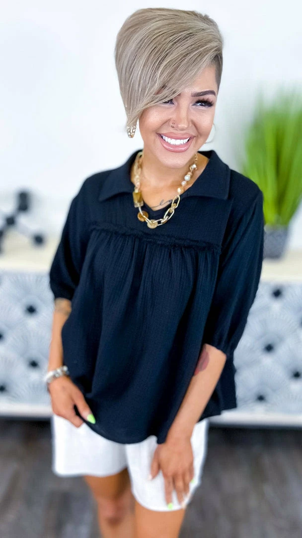 The ZigZag Stripe Black Noteworthy Style Top TOPS & TUNICS