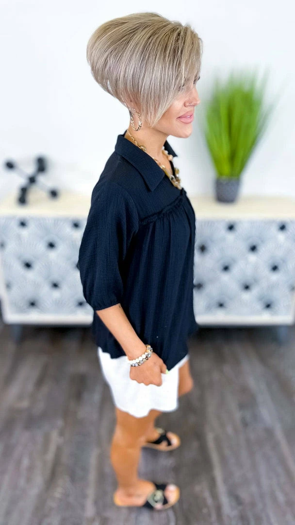 The ZigZag Stripe Black Noteworthy Style Top TOPS & TUNICS