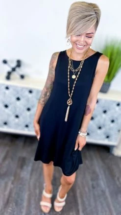 The ZigZag Stripe Black Ocean Air Dress DRESSES