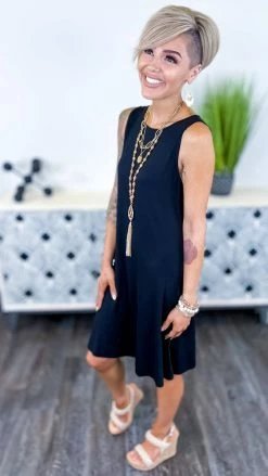 The ZigZag Stripe Black Ocean Air Dress DRESSES