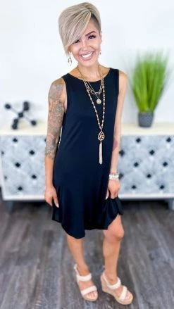 The ZigZag Stripe Black Ocean Air Dress DRESSES