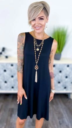 The ZigZag Stripe Black Ocean Air Dress DRESSES