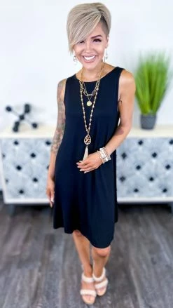 The ZigZag Stripe Black Ocean Air Dress DRESSES