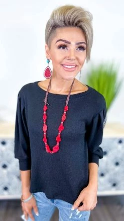 The ZigZag Stripe TOPS & TUNICS Black Play It Again Sweater