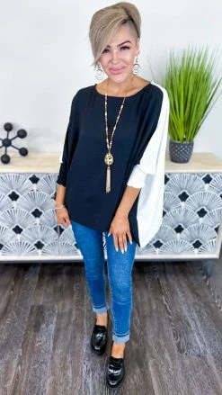 The ZigZag Stripe Black Reversible Colorblock Top