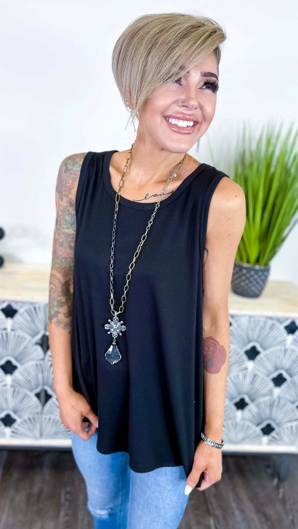 The ZigZag Stripe Black Ribbed Right On Time Tank