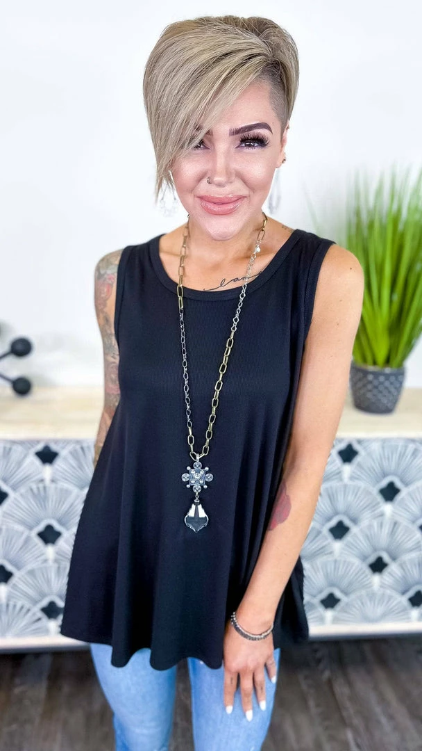 The ZigZag Stripe Black Ribbed Right On Time Tank