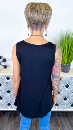 The ZigZag Stripe Black Ribbed Right On Time Tank