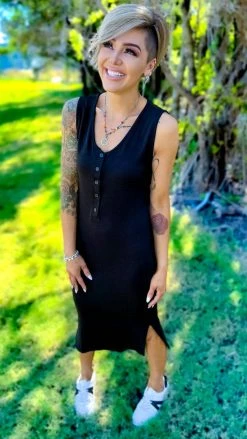 The ZigZag Stripe Black Rooftop Date Dress DRESSES