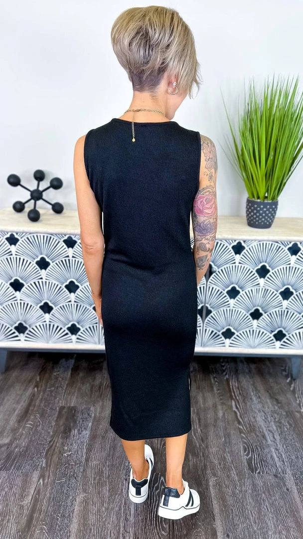 The ZigZag Stripe Black Rooftop Date Dress DRESSES