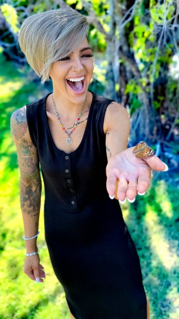 The ZigZag Stripe Black Rooftop Date Dress DRESSES