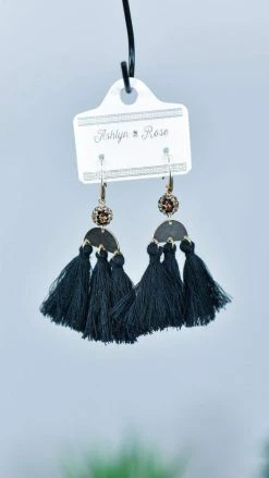 Southern Grace ACCESSORIES Black Sahara Tassel Earrings