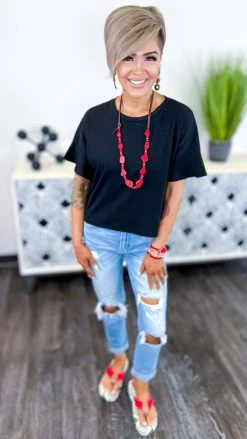 The ZigZag Stripe Black Satisfy Me Top