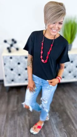 The ZigZag Stripe Black Satisfy Me Top