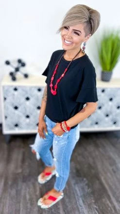 The ZigZag Stripe Black Satisfy Me Top