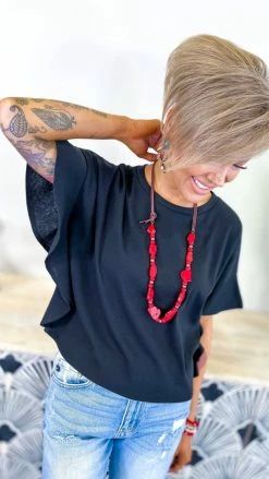 The ZigZag Stripe Black Satisfy Me Top