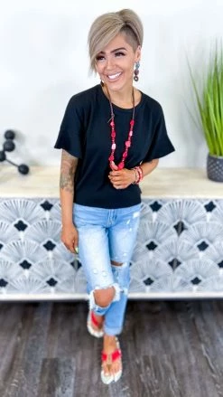 The ZigZag Stripe Black Satisfy Me Top