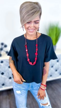 The ZigZag Stripe Black Satisfy Me Top